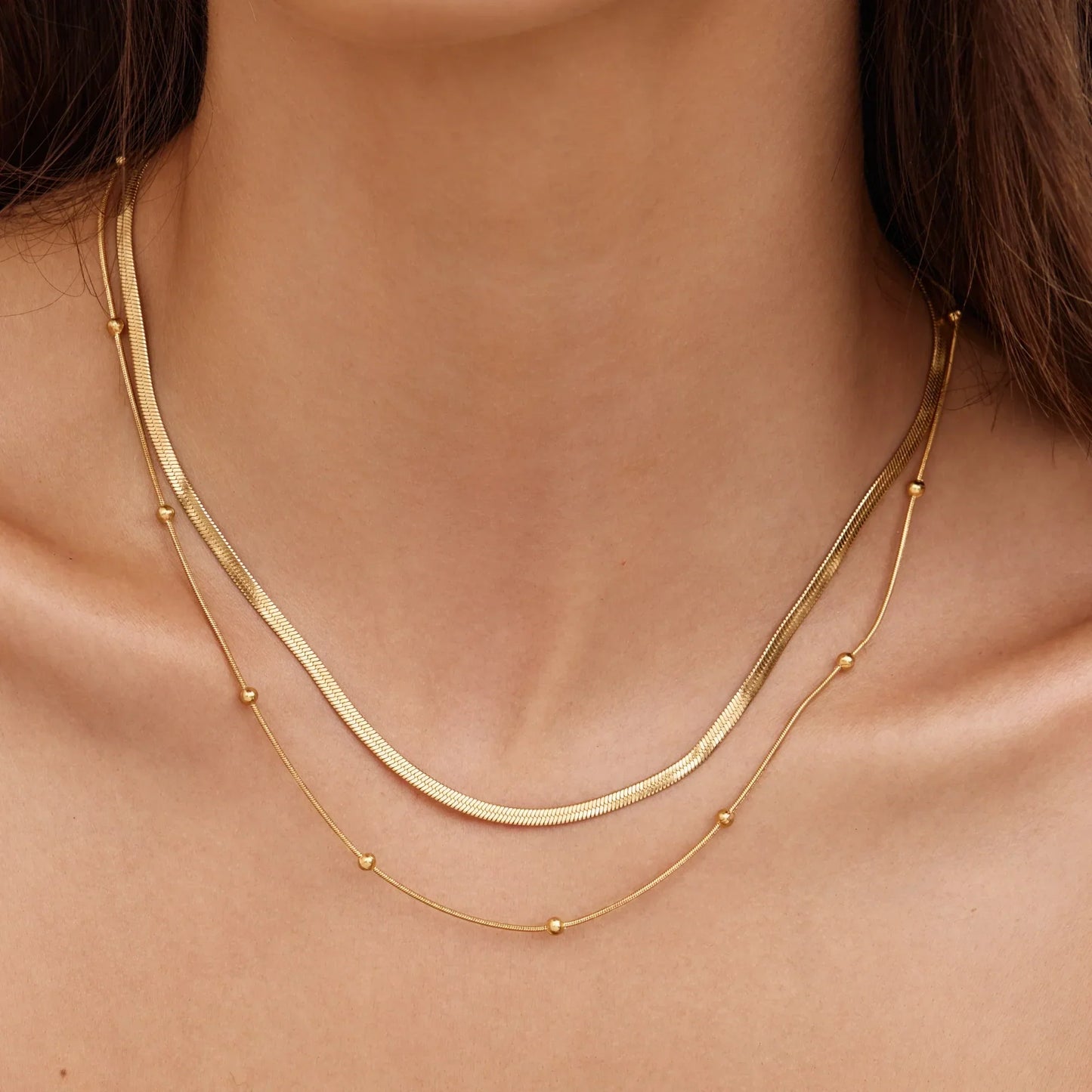 Snake & Satellite Chain Layered Necklace