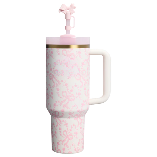 40oz Luxury Quencher Tumbler – Chantilly Bow Edition
