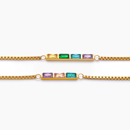 Dainty Baguette Birthstone Bracelet