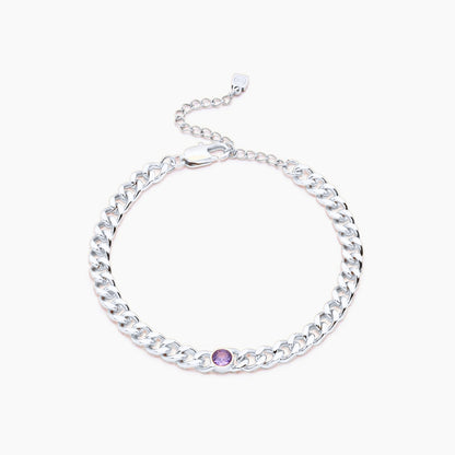 curb-chain-birthstone-bracelet — Silver / Jun-Alexandrite