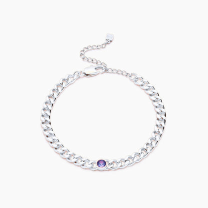 curb-chain-birthstone-bracelet — Silver / Sep-Sapphire
