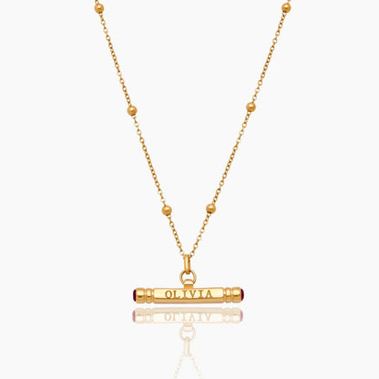 custom-name-birthstone-t-bar-necklace — Gold / Jan-Garnet