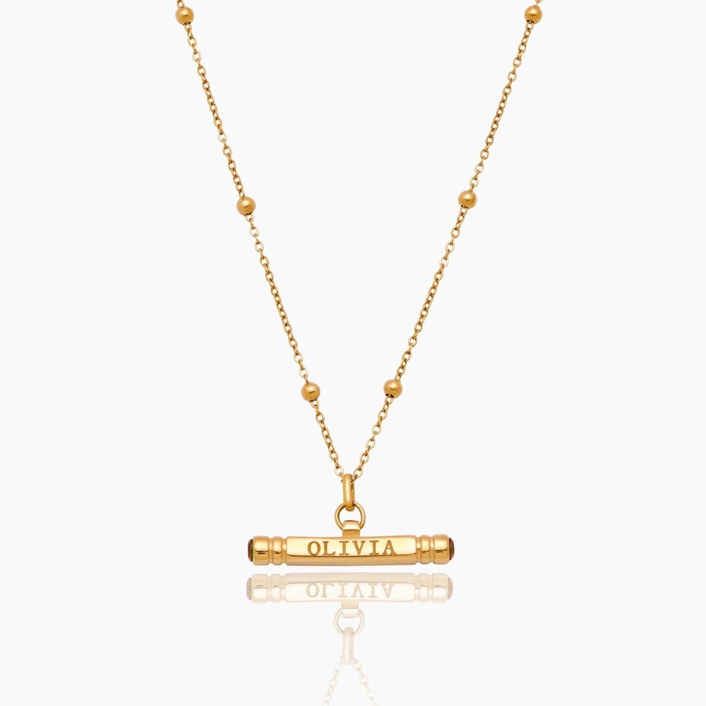 custom-name-birthstone-t-bar-necklace — Gold / Nov-Citrine