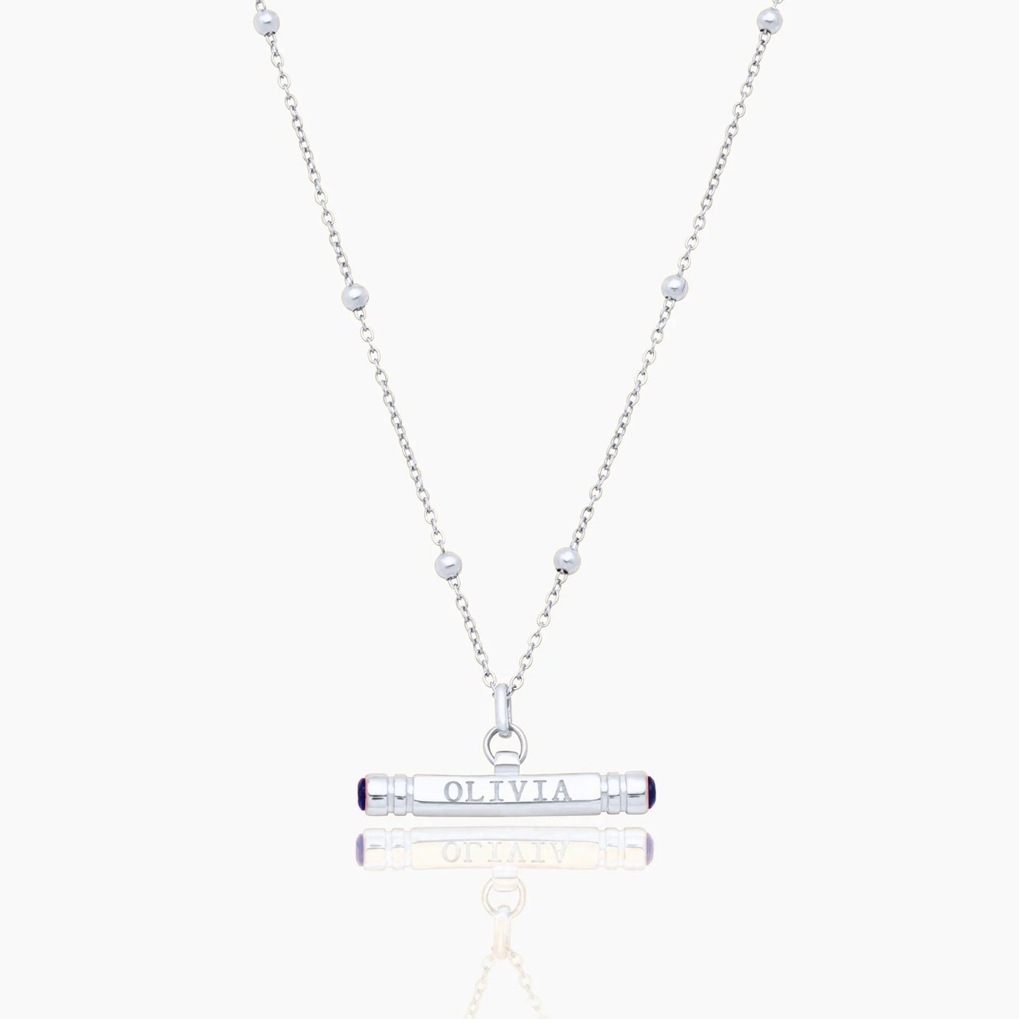 custom-name-birthstone-t-bar-necklace — Silver / Sep-Sapphire