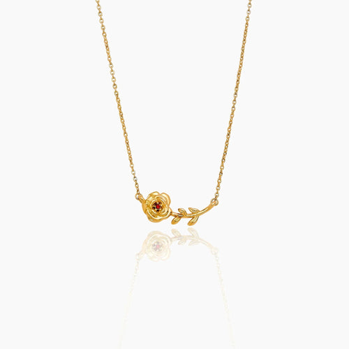 Dainty birth flower necklace gold — Olivia Jewelry