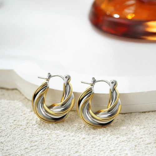 Two-Tone Twisted Hoops