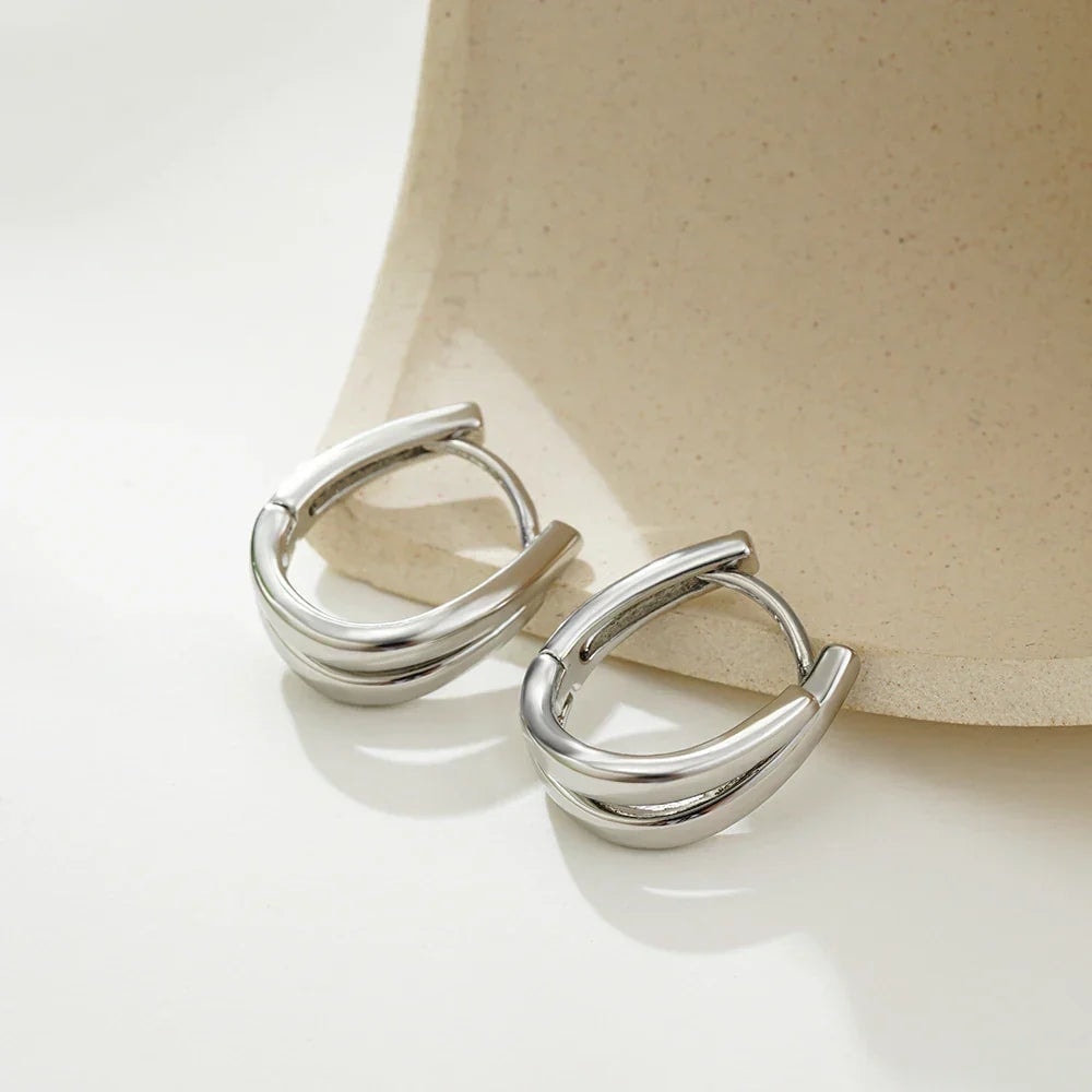 Simple Double Layer U Shape Mini Hoop Earrings