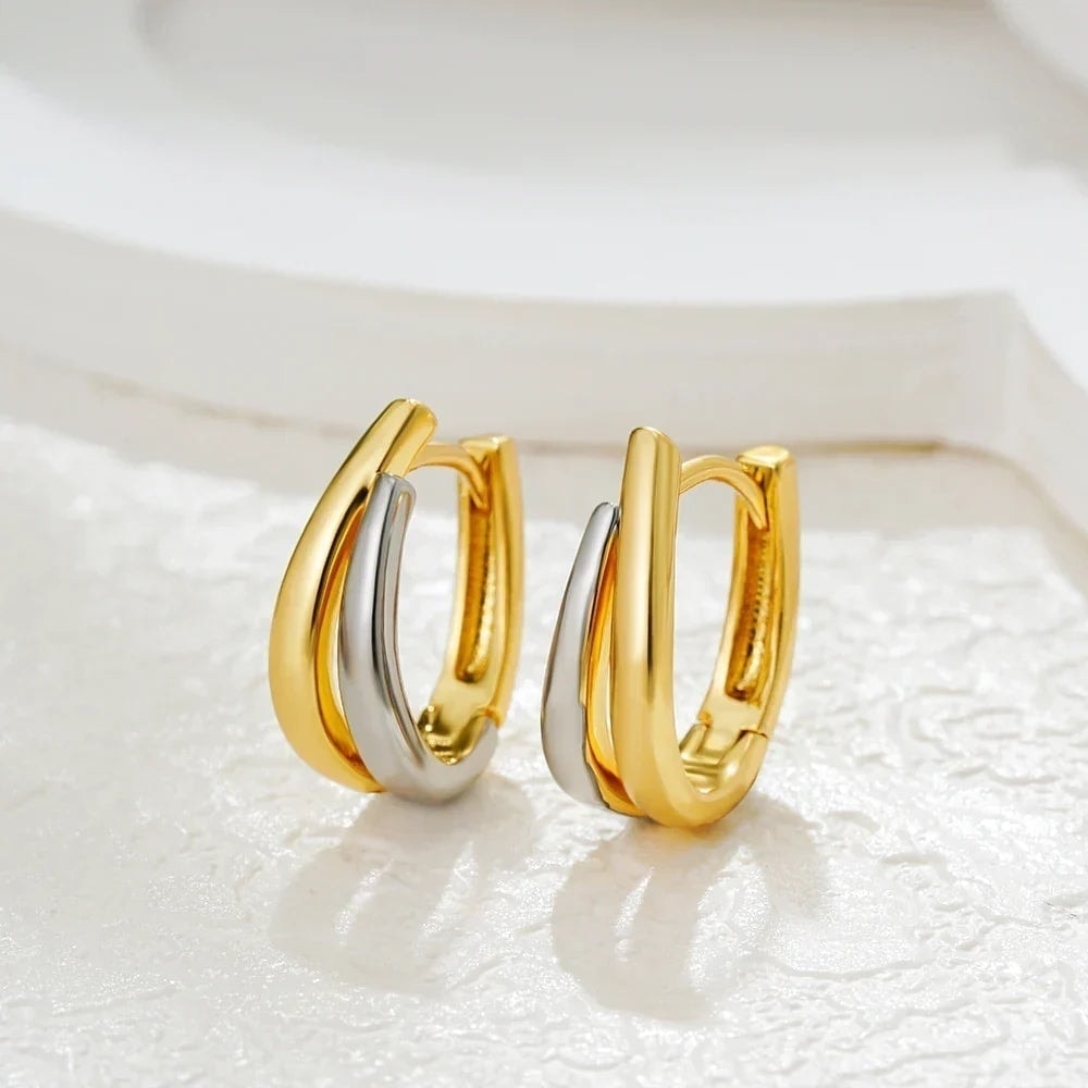 Simple Double Layer U Shape Mini Hoop Earrings