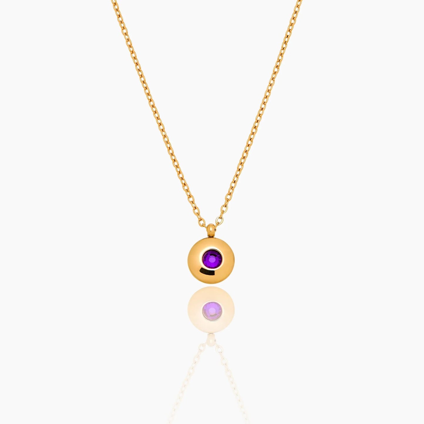 mini-birthstone-pendant-necklace — Gold / Feb-Amethyst