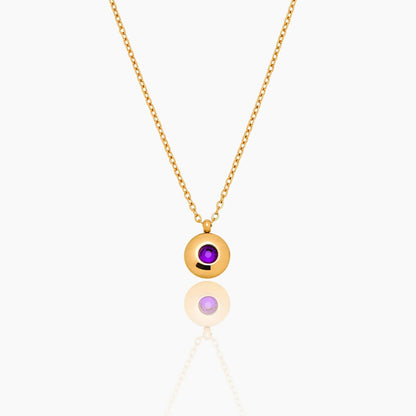 mini-birthstone-pendant-necklace — Gold / Feb-Amethyst