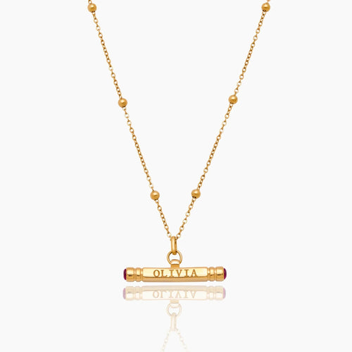 Custom Name & Birthstone T-Bar Necklace
